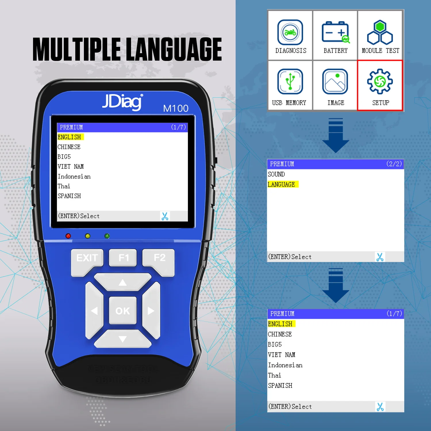 car battery analyzer JDiag M100 Motorcycle Scanner Diagnostic Tool Motorbike Scanner 2in1 Battery Tester Handheld Universal Motorcycle Scanning Tool sensor for temperature gauge