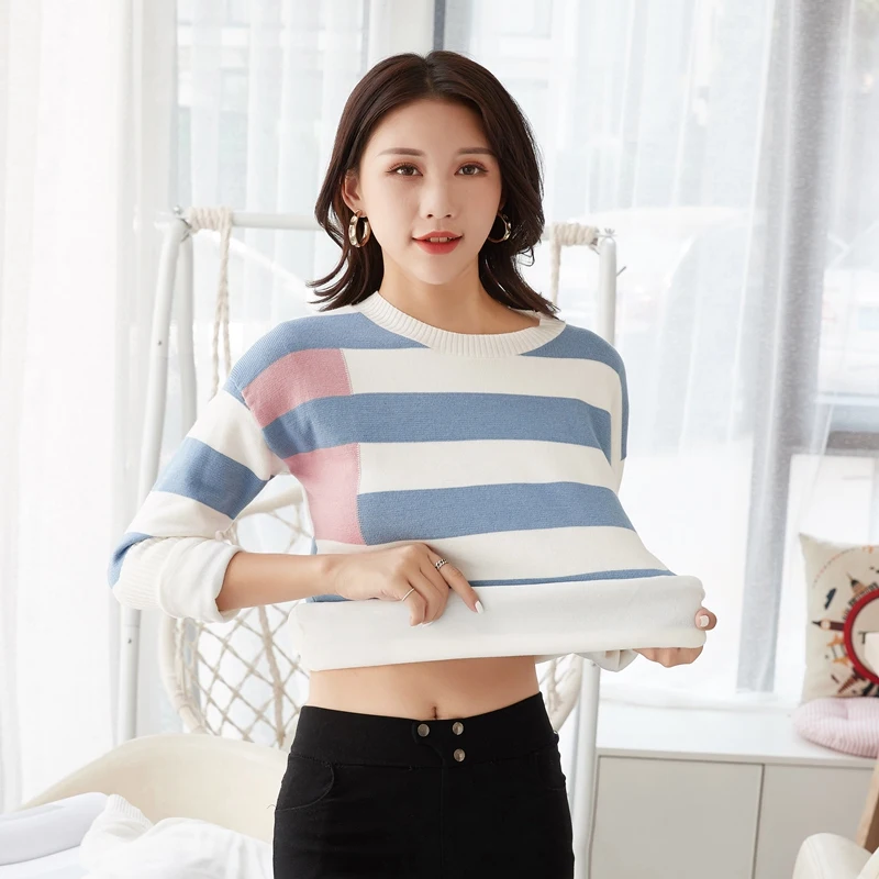 Autumn Winter Plus Velvet Thick Sweater Women, Loose Casual Bottoming Sweater, Pink Striped Turtleneck Top Womens Winter Coats Autumn Winter Plus Velvet Thick Sweater Women, Loose Casual Bottoming Sweater, Pink Striped Turtleneck Top Womens Winter Coats