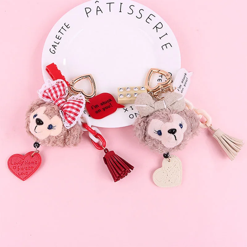 

Lovely Cartoon Bear Fake Rabbit Fur Ball KeyChain Pompom Key Chain Pom Pom Key Rings Pompon Women Bag Keyring Jewelry