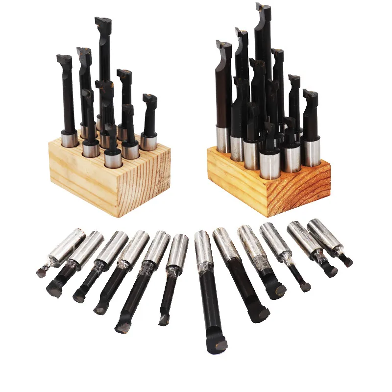 1/2'' 9pcs Hard Alloy Shank Boring Bar Boring Cutter Set Carbide Tipped Bars For 2 Inch 50mm Head