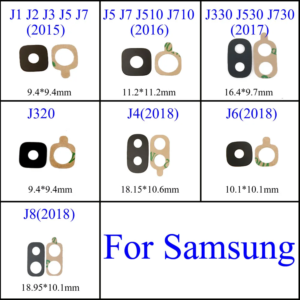 

For Samsung Galaxy J1 J2 J3 J4 J5 J6 J7 J8 2017 J510 J710 J730 J320 J330 J530 Phone Housing Back Rear Camera Glass Lens Cover