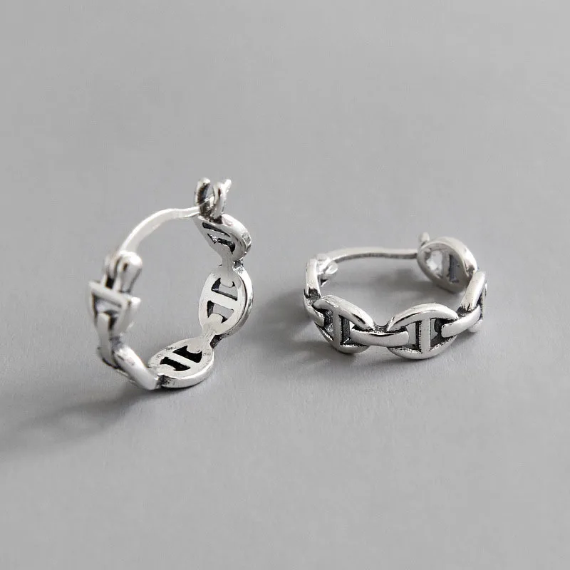 

Vintage Hoop Earrings For Women Sterling Silver Chain Earings Bijoux Argent 925 Massif Pour Femme Aretes De Mujer Fine Jewelry