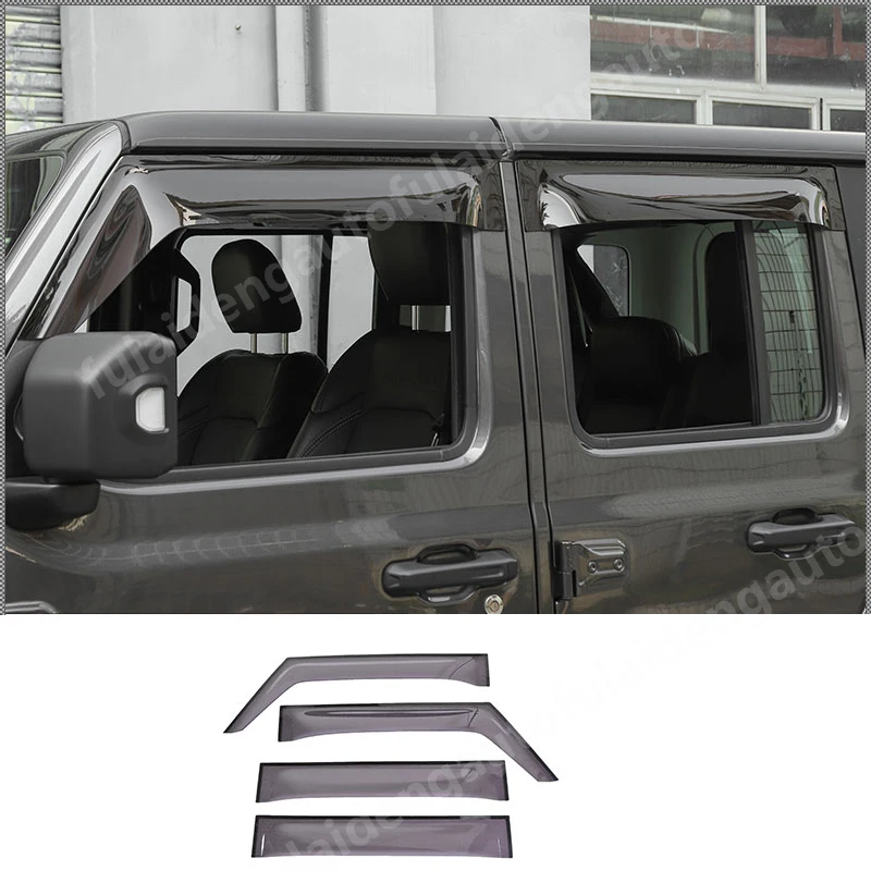 4pcs For Jeep Wrangler Jl 20182021 Car Window Sun Vent Visor Rain