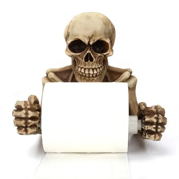 

Decorative Skeleton Skulls Toilet Paper Holder Halloween Decorations Novelty Bathroom Decor Accessories Wall Plaques Sculptures