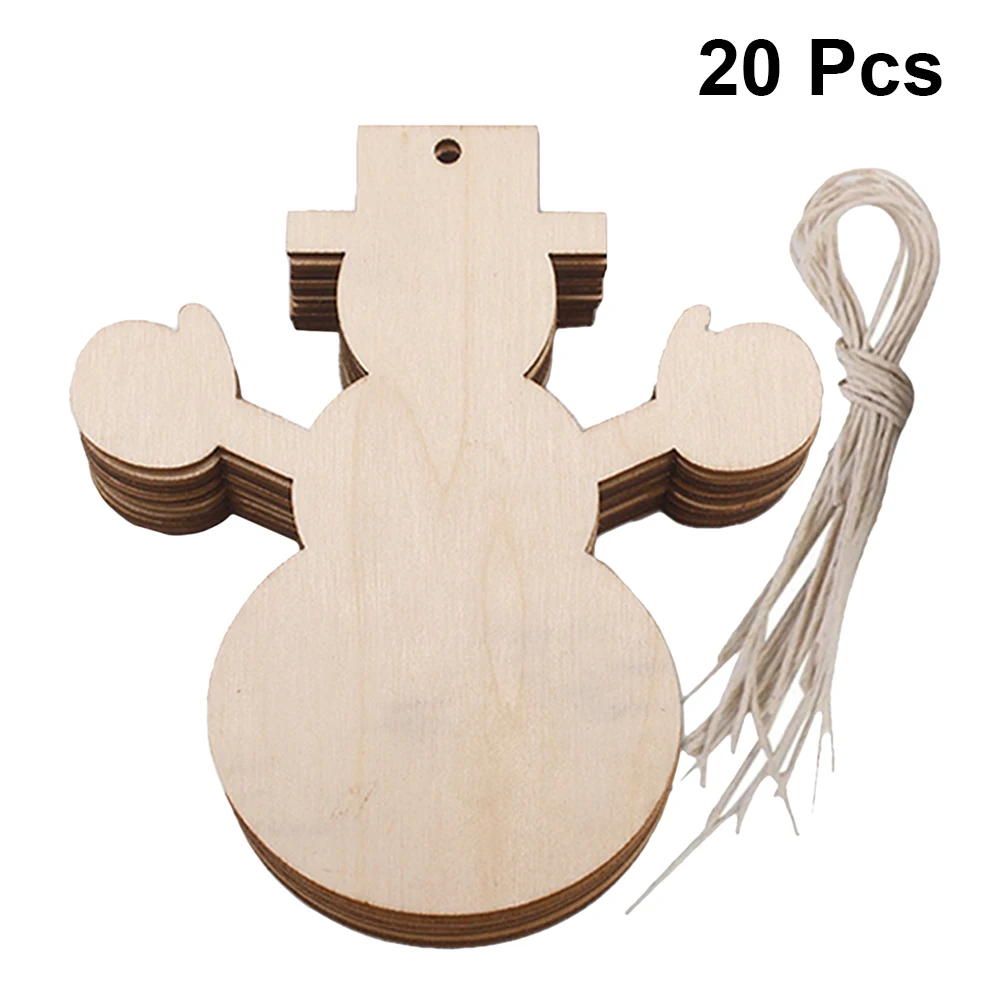 

20Pcs Creative Wooden Pendants Snowman Patterned Christmas Tree Hanging Decoration Hanging Plaque for Christmas Party