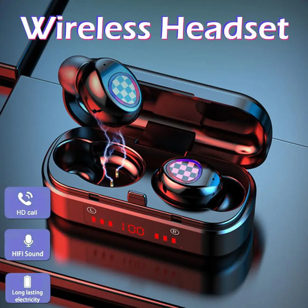 Bluetooth Earphone 5 0 Wireless touch Headphone TWS Sports Waterproof Headset Earbuds LED Digital Ear Phone with Mic For Android