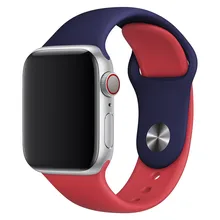 Двойной Цвет спортивные полосы для наручных часов Apple Watch, ремешок 5 4 3 2 1 силиконовый ремешок для наручных часов Apple Watch iwatch серии 38/40 мм/42 44 мм аксессуары