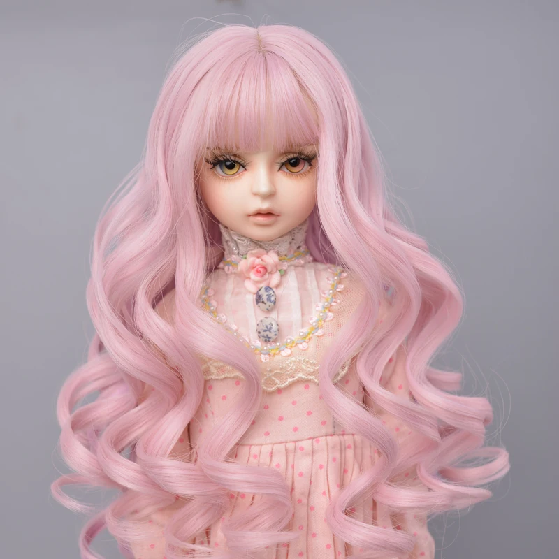 MUZIWIG Doll Accessories 1/3 BJD Doll Wig Heat Resistant Fiber Long Wave Curly Pink Color Doll Hair SD BJD Doll Wig For BJD Doll пакет подарочный meshu wave pink 32 26 12 см