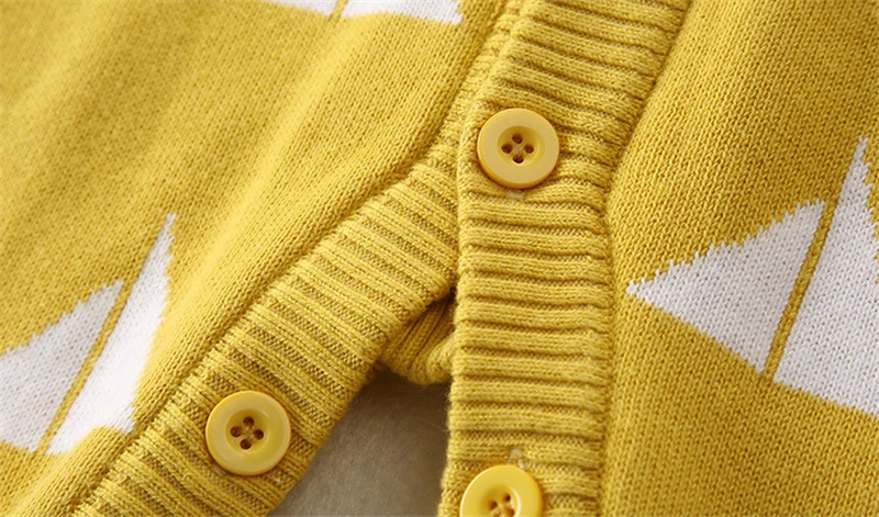 Одежда для новорожденных; вязаный свитер для малышей; комбинезон с треугольниками для мальчиков и девочек; Детский комбинезон с длинными рукавами; Осенние Комбинезоны