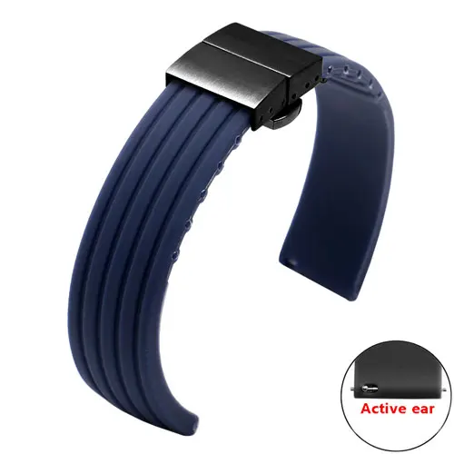 20 22 мм мягкий и водонепроницаемый силиконовый ремешок для часов адаптация huawei watch 2 GT PRO Honor Magic Спортивная Резина часы цепь - Цвет ремешка: dark blue black