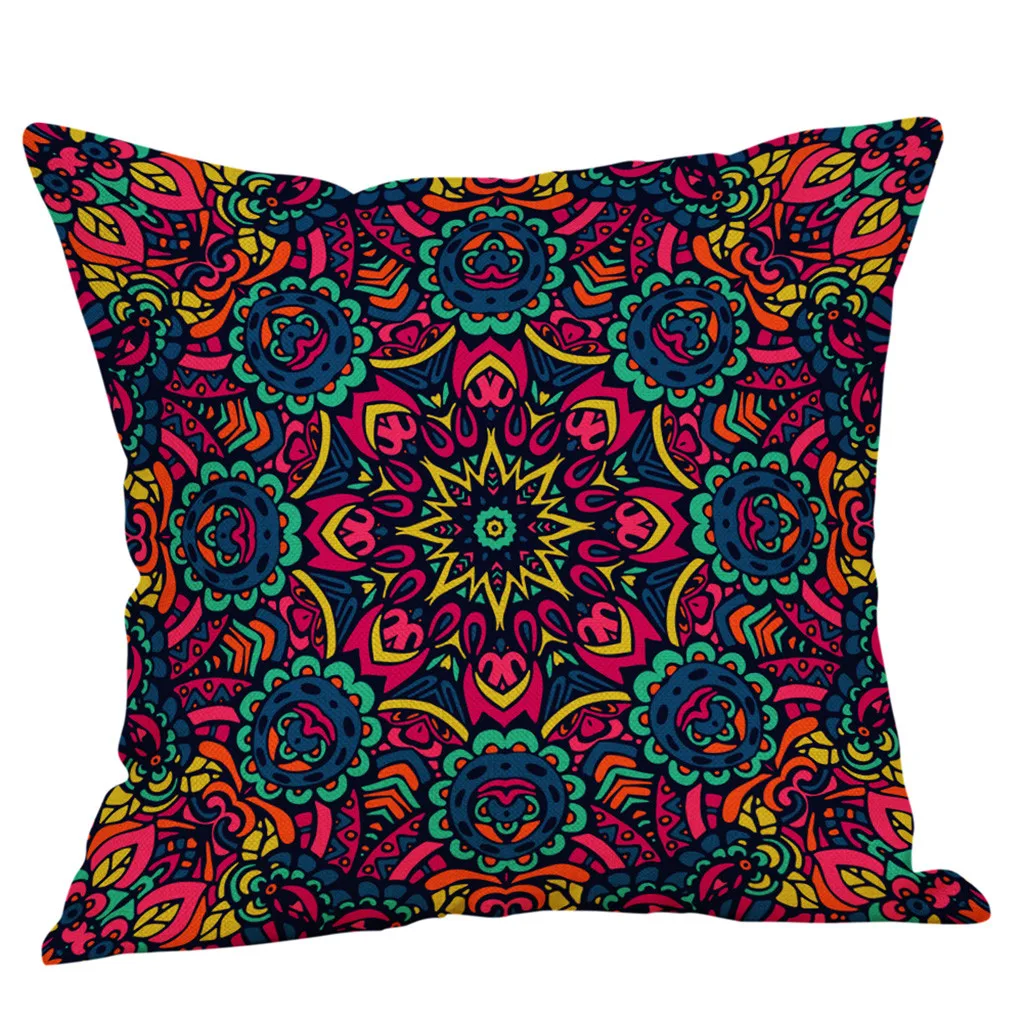 

Geometry Pillow Case Mandala Printed Cushion Cover Linen Cotton Throw Pillows Home Decorative Pillow Cover