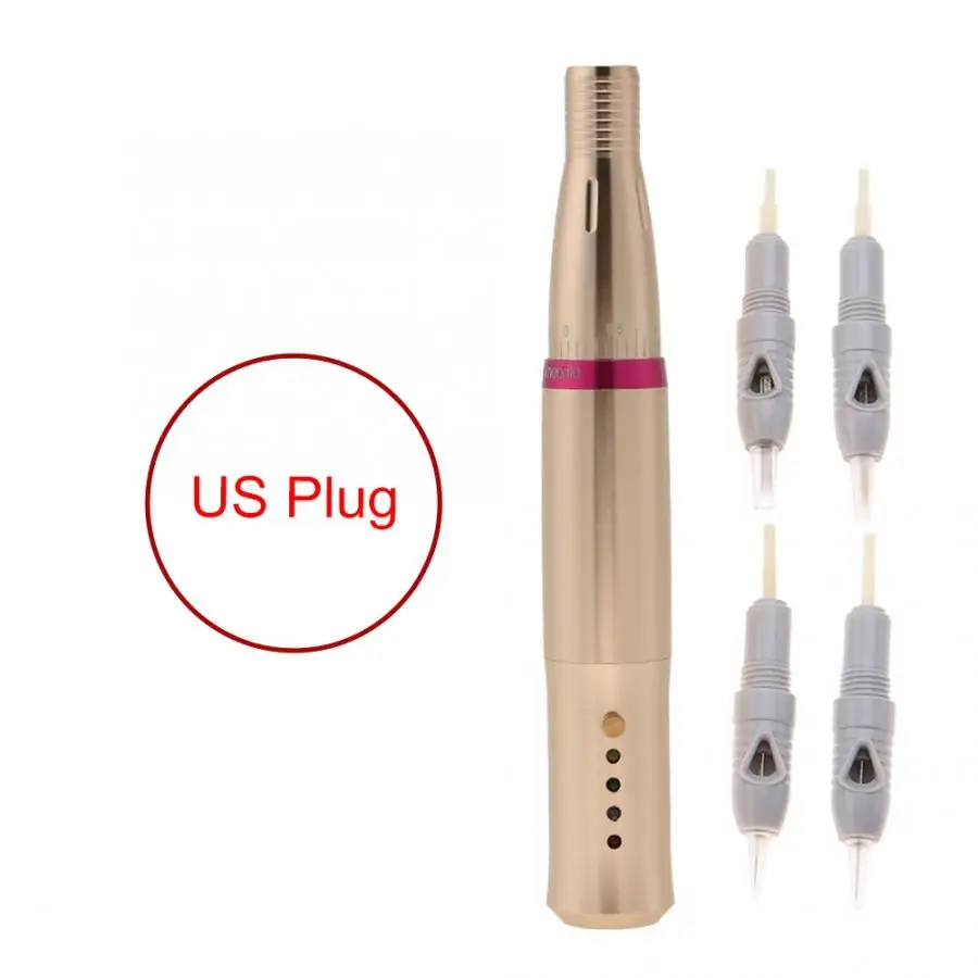 Gold US Plug Зазор роторная татуировка машина 4 типа Полуперманентная татуировка бровей ручка микроблейдинг губы подводка для глаз Татуировка машина Татуировка пистолет - Цвет: Gold US Plug