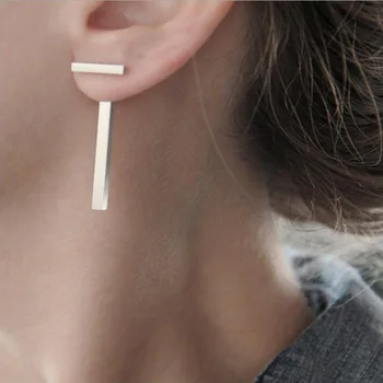 

High-end high-quality concise T-shaped metal bar Earrings I-shaped earrings wholesale Euro-American foreign trade jewelry