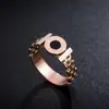 A MUJER DE MODA anillos de acero inoxidable negro números romanos Color oro rosa anillos ahuecados de joyería de moda ► Foto 2/6