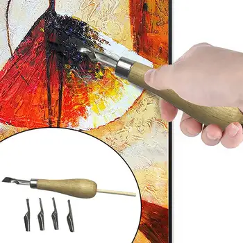 

DIY Artist Tools Colour Modulation For Oil Painting Drawing Wood Handle Practical Palette Cutter Kit Multifunction Portable Art