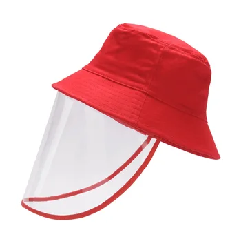 

Red 54cm Detachable Windproof Kids Cap Outdoor Fisherman Hat Dust-proof Protective Cap Sun Protection Hat with Transparent Face