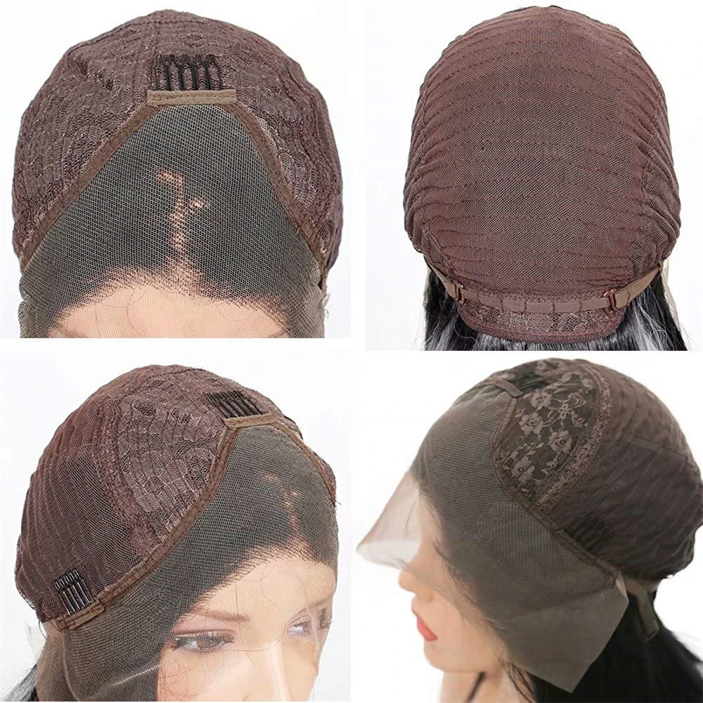 Perucas da Parte Dianteira do Laço para Preto Sintética do Laço para Mulheres com Substituição do Cabelo do Bebê Peruca do Laço Parte Livre Kinky Encaracolado Peruca Alta Tempreture 6 do laço das mulheres com substituição do