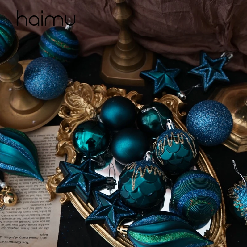 

Blue Christmas Tree Ball Decoration Party Hanging Ornament Bauble Drop Pendant Xmas Decorations for Home Gifts
