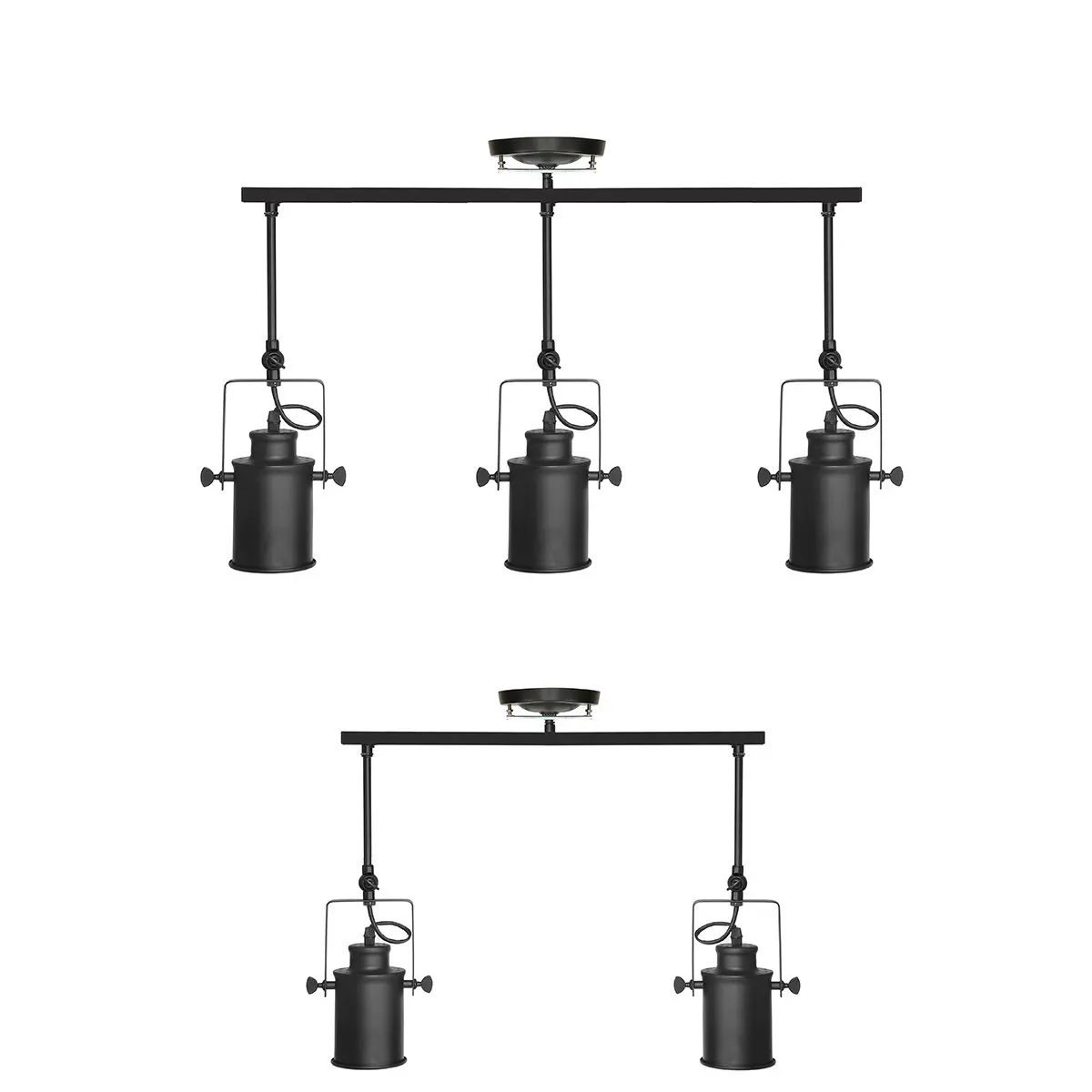 

2/3 Heads Loft Style Track Ceiling Light Spotlights E27 Flood Light Lamp Home Bar Restaurant Decoration Indoor Lighting Fixture