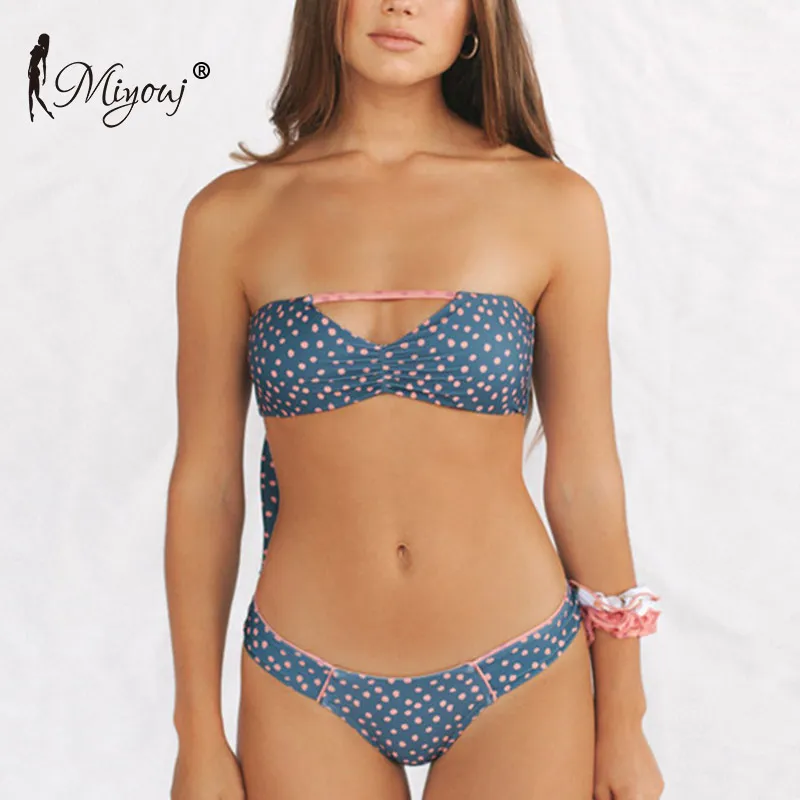 

Miyouj 2020 Dot Vintage Green Bikinis Female Patchwork Swimwear Ring String Biquini Swimsuit Women'S Beach Hollow Out Bikini Set