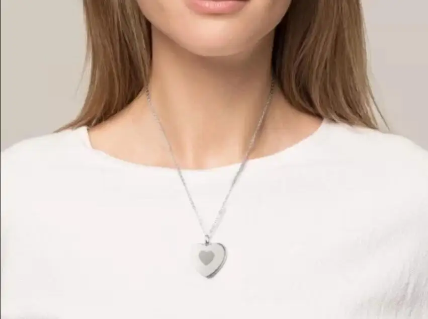 sublimation blank heart round  locket photo necklaces pendants Valentines Day gift hot tranfer printing consumable 15pcs/lot 3