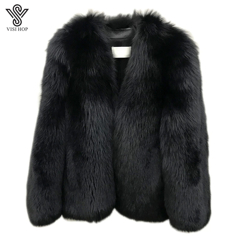 3000 Pieces Hot Sale Finland Real Fox Fur Coat Whole Black Import Fur Jacket Mid Length Warm Clothing Winter VS4010 Down Coats Coats & Jackets
