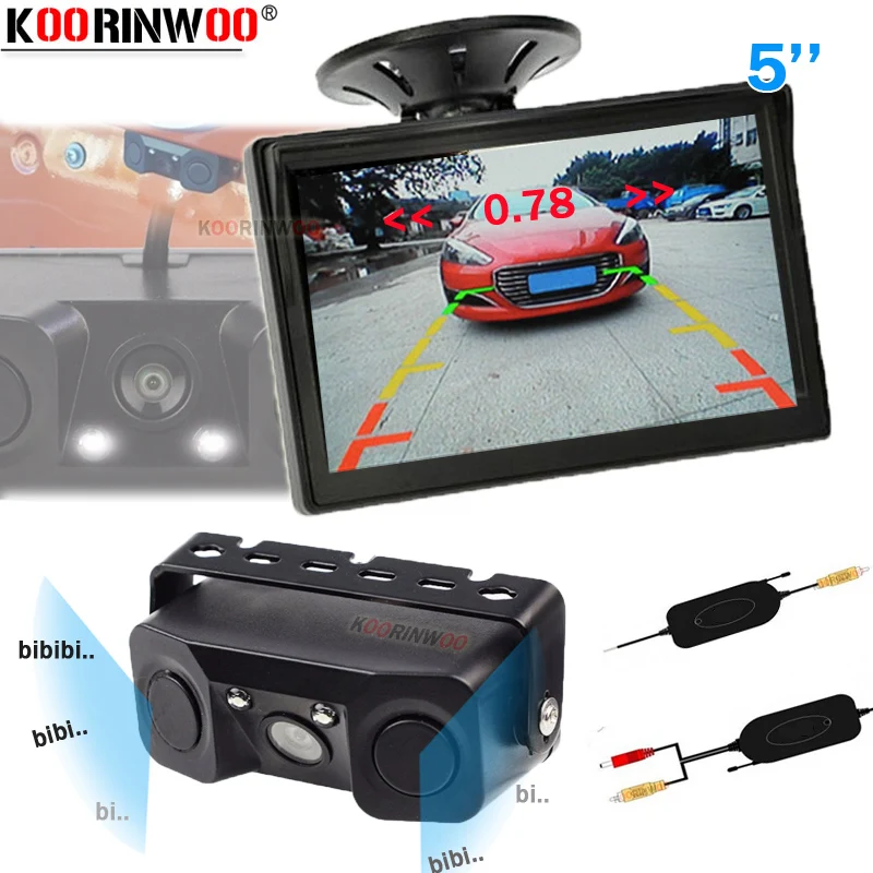 Koorinwoo 3 in 1 Wireless Anti radar detectoring Parktronic For Cars Parking sensor system with Camera Control of Blind Zones
