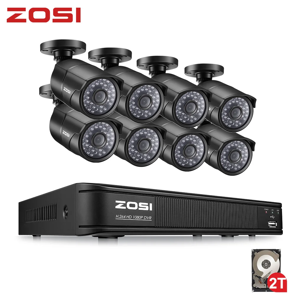 ZOSI 8CH 1080 P PoE, сетевые 8 шт открытый/закрытый IP пули Камера видео система наблюдения CCTV с 2 ТБ HDD NVR Наборы
