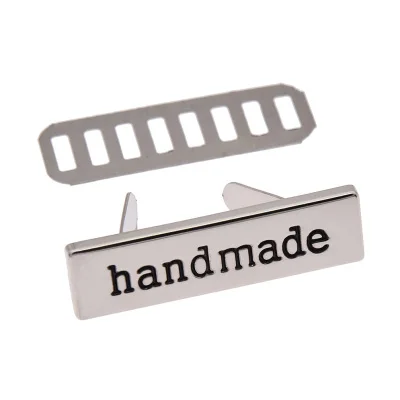 10PCS/pack High Quality Alloy Labels Handmade Pattern For Jeans Shoes Bags Tags DIY Craft Decoration Accessories - Цвет: Silver