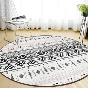 

Bohmian fresh geometric national style black and white living room bedroom round mat carpet custom