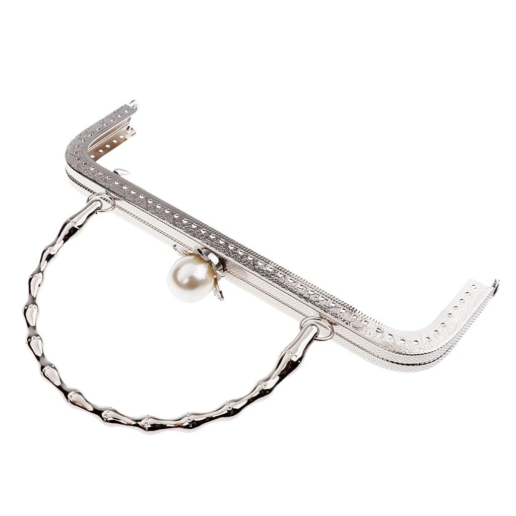 20cm Retro Purse Bag Clutch DIY Craft Metal Frame Pearl Bead Head Clasp Lock