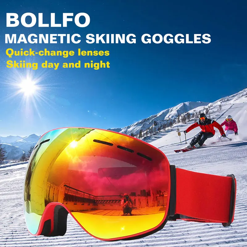 Magnetic Ski Goggles with Quick-change Lens 100% UV400 Protection Anti-fog Snowboard Goggles for Men & Women Skiing Glasses Set Magnetic Ski Goggles with Quick-change Lens 100% UV400 Protection Anti-fog Snowboard Goggles for Men & Women Skiing Glasses Set