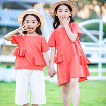 

Summer Dress Teenage Girl Clothes For Kids 2020 Ruffles Patchwork 100% Cotton Casual Children Party Dress Baby T Shirts Dresses
