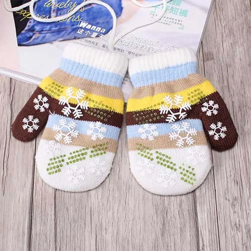 Miya/высококачественные утепленные детские зимние теплые снежные шнурок для цветов, перчатки, мягкие вязаные перчатки на запястье, варежки для рождественского подарка - Цвет: Yellow