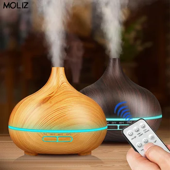 

550ML Aroma Diffuser Wood Grain Ultrasonic Air Humidifier LED Lamp Aromatherapy Mist Maker Remote Control Essential Oil diffuser