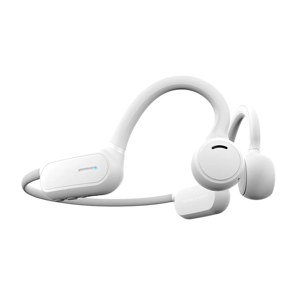 White НОВЕЙШИЕ Наушники Bluetooth 5,0, наушники с костной проводимостью, Беспроводные спортивные наушники, гарнитура для звонков, быстрая - Color: White