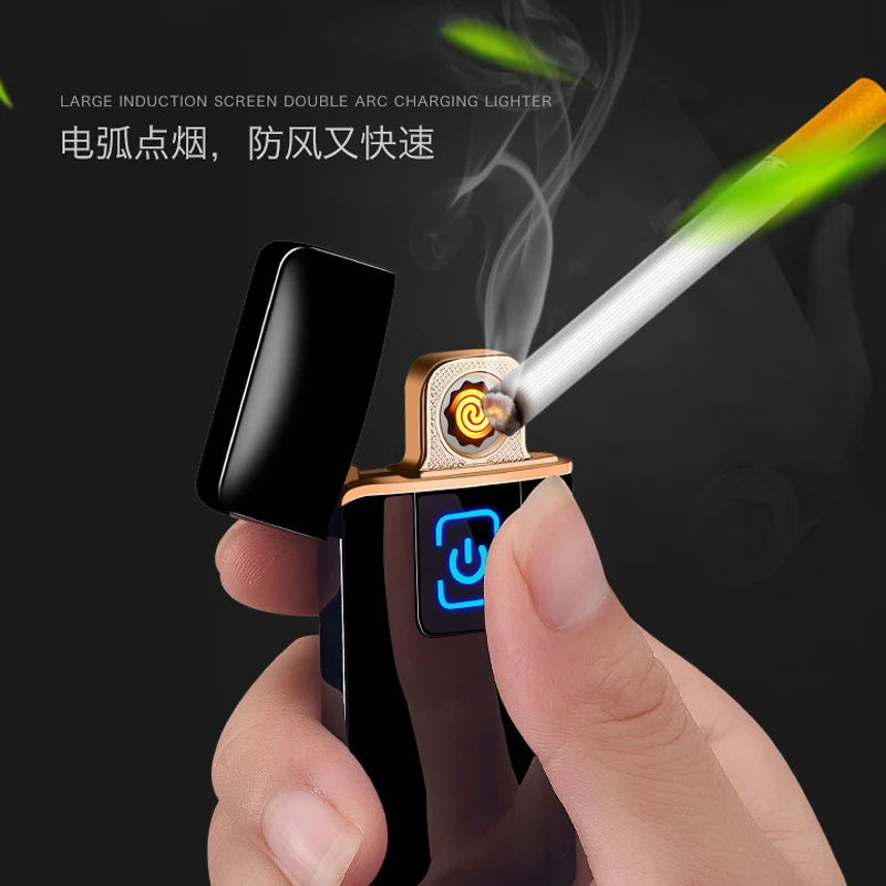 New Usb Lighter  Charging Lighter Touch Screen Electronic Cigarette S Small Rechargeable Electric  Windproof  Gadgets for Men