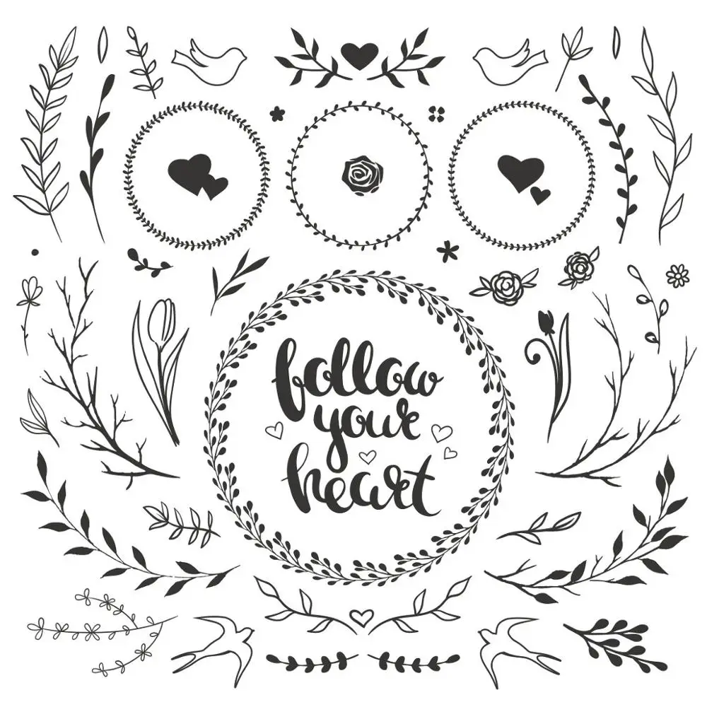 

ZhuoAng Cute Bird Leaves Garland Clear Stamps For DIY Scrapbooking/Card Making/Album Decorative Silicone Stamp Crafts