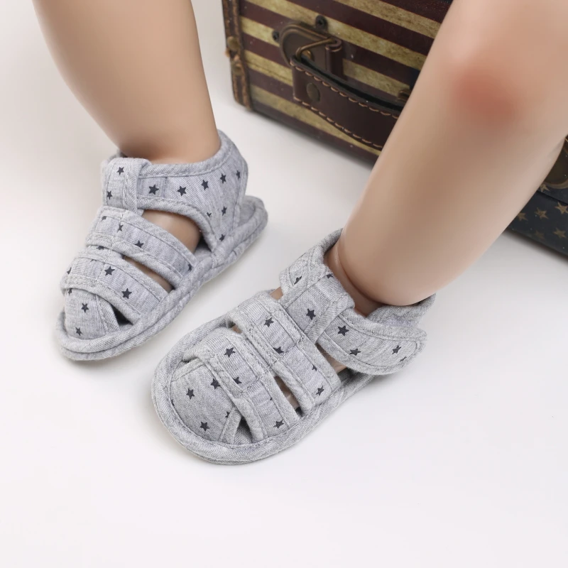 2021 NEW 0-18Months Kids Newborn Baby Boys Fashion Summer Soft Crib Shoes First Walker Anti Slip Sandals Shoes Soft Sole