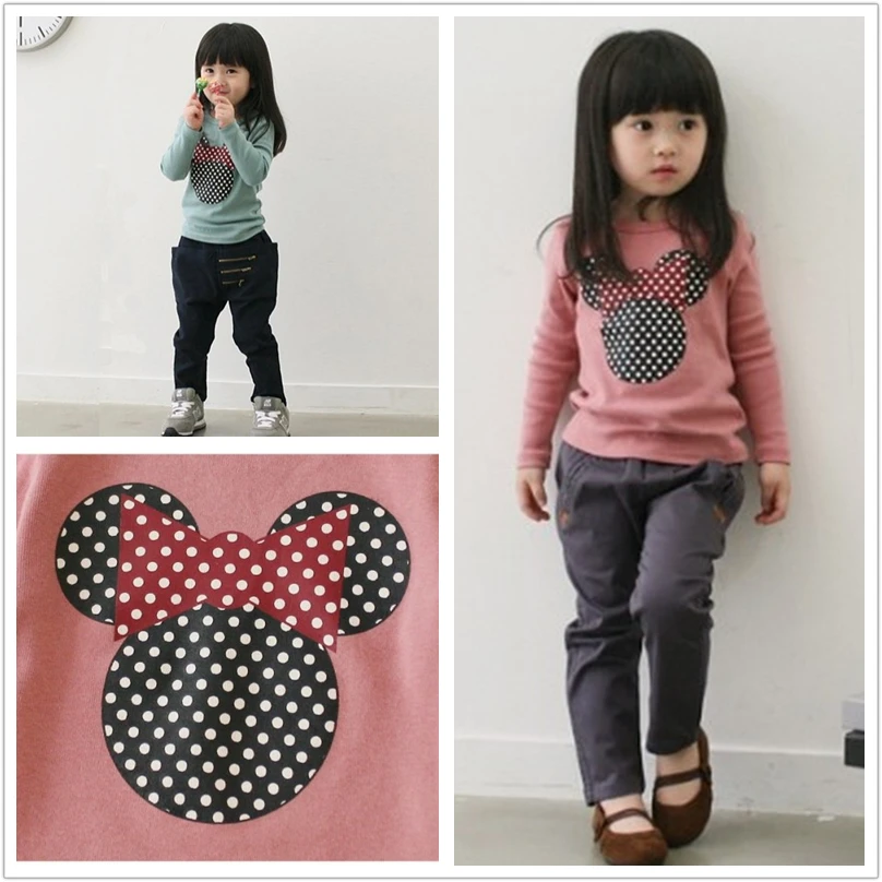 

Baby Girl Minnie Print T-shirt For Girls Minnie Print Long Sleeve Clothes Kids cartoon Cotton T-shirt Long Sleeve ClothIng