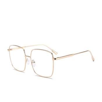 

Retro metal full frame large square glasses frame black myopia glasses frame flat lens
