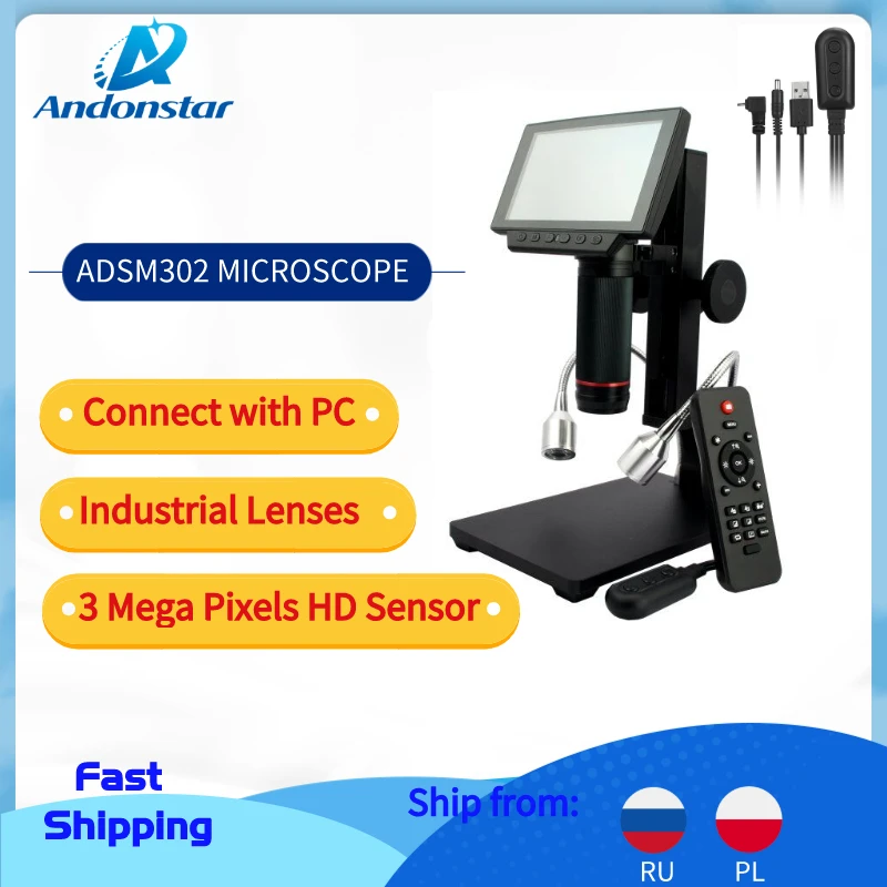 ANDONSTAR NEW HDMI/USB microscope long object distance digital microscope for mobile phone rapair soldering tool bga smt watch