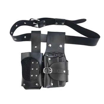 

Professional Salon Hairdresser Scissors Bag PU Leather Hairdressing Barber Tool Clips Scissor Holster Pouch Bag with Waist Belt