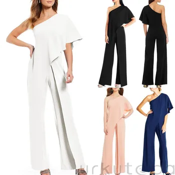 

2020 Autumn New Summer Sexy Women Off Shoulder Bodycon Jumpsuit Ladies Casual Long Trouser Bodysuit Strapless Elegant Playsuit