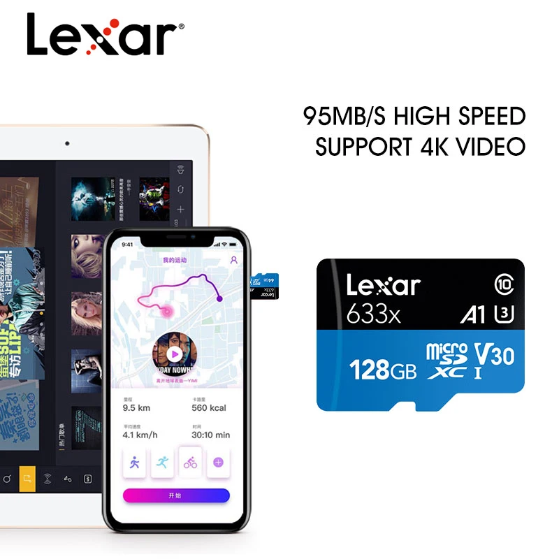 Карта памяти Lexar 128 ГБ 256 32 64 512 633x TF мобильный телефон высокоскоростная
