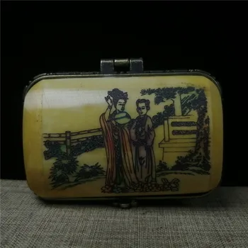

China old Beijing old goods Cow bone carving jewelry box storage box