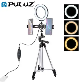 

PULUZ 6.2 inch LED Selfie Ring Light & Tripod Stand &Cell Phone Holder Vlogging Video Light Kits For YouTube Video Shooting