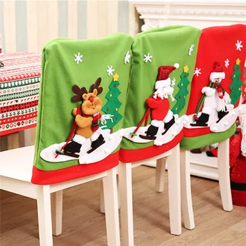 

Xmas Decor Santa Claus Snowman Elk Chair Pattern Dinner Cover Set Christmas Decoration For Home New Year Party Supplies