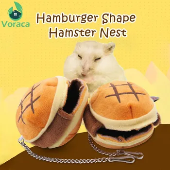 

Hamburger Shape Hamster Nest Small Animals Bed Small Birds Portable Hang Rats Cages Winter Warm Pet House Squirrels Hut 1pcs