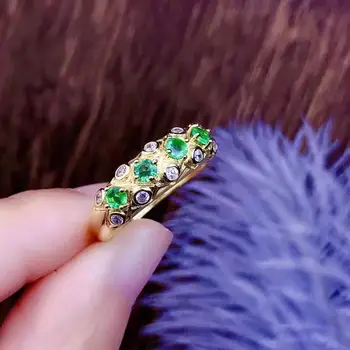 

Natural emerald Ring fashionable gem quality 925 silver 3mm